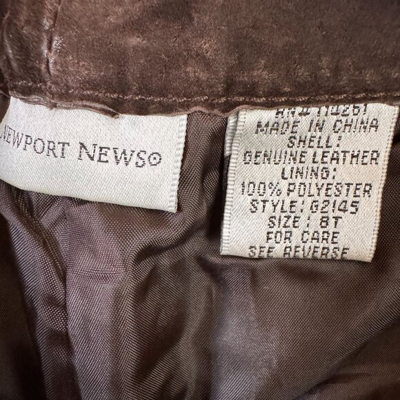 Vtg Newport News Suede Pants Womens 8T Genuine Leather Brown Straight Leg Cowboy - Picture 3 of 7